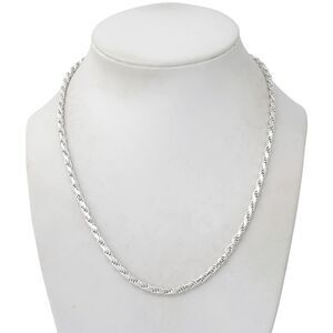 Vintage Italy HAI Sterling Silver 925 3.4mm Rope Chain Necklace 18"